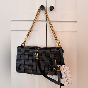 NWT Viola Castellani Italian Leather Woven Crossbody Bag